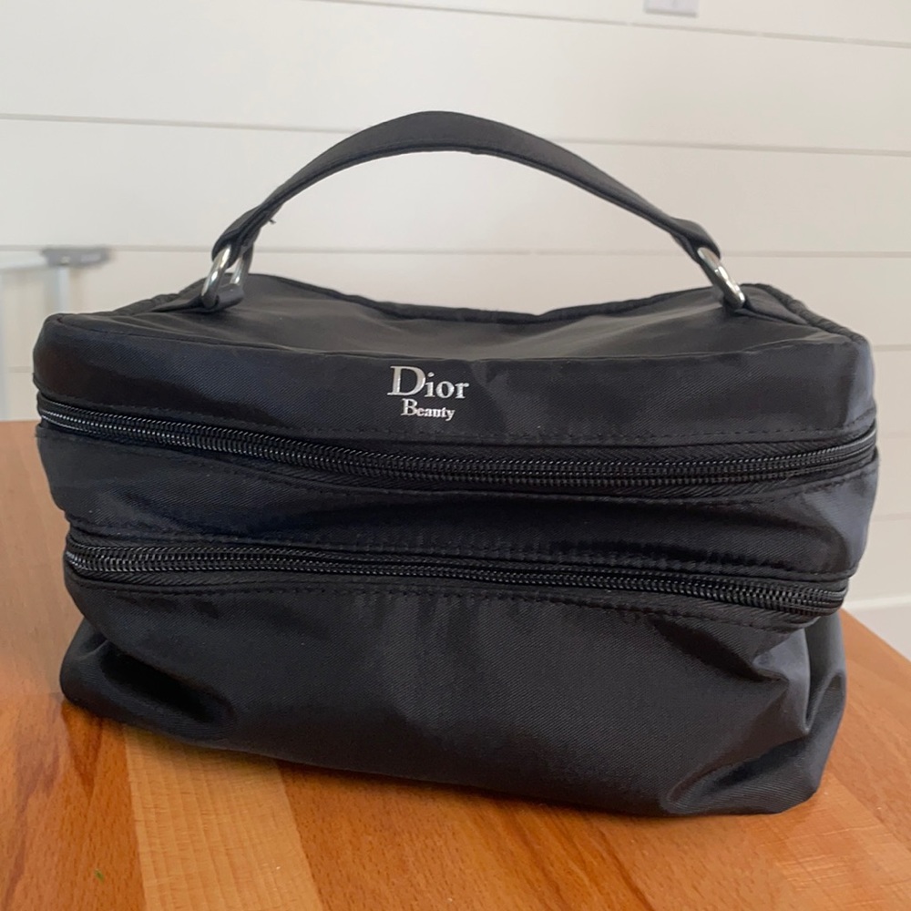 Dior Makeup Bag & Silver “D” Charm with rhinestone